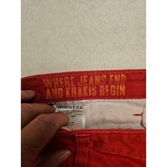 Men's Dockers Alpha Khaki Slim Tapered Pants Autumn Red - 33Wx30L EUC - Picture 4 of 7